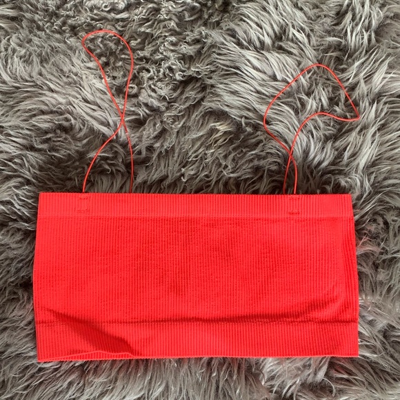 UO Red Tube Bralette Textured Top